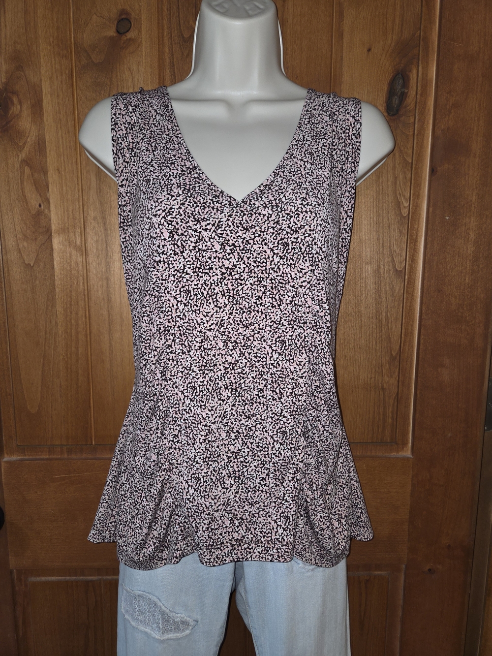 Axcess Pink and Black V-Neck Ruched Tank